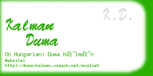 kalman duma business card